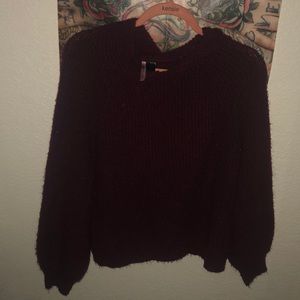 Maroon Hooded Knit Sweater
